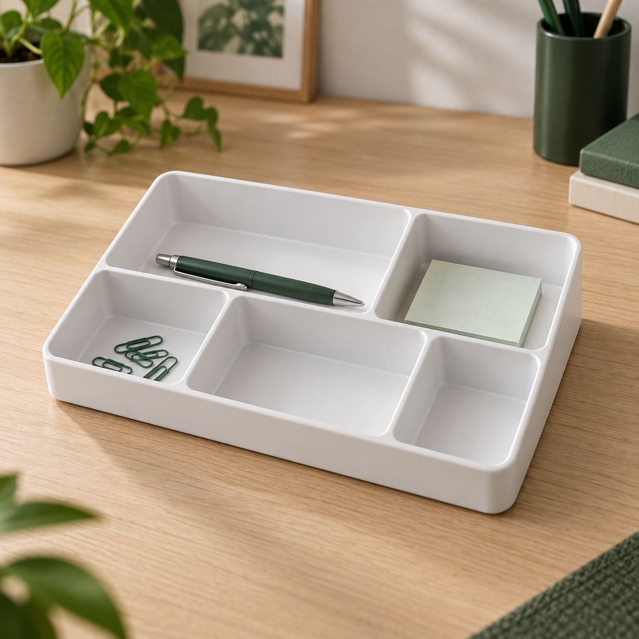 Acrimet Organizador de Mesa, 6 Divisórias, Branco