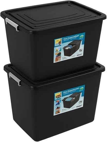 Kit 2 Caixa Organizadora 56 Litros com Tampa e Trava