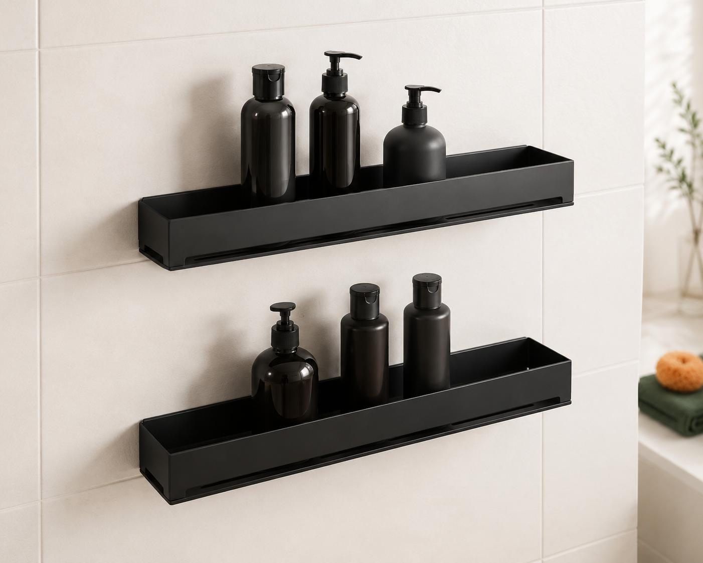 Hytalux Kit 2 Prateleiras Suporte Porta Shampoo Sabonete Banheiro Box Sem Furar Parede
