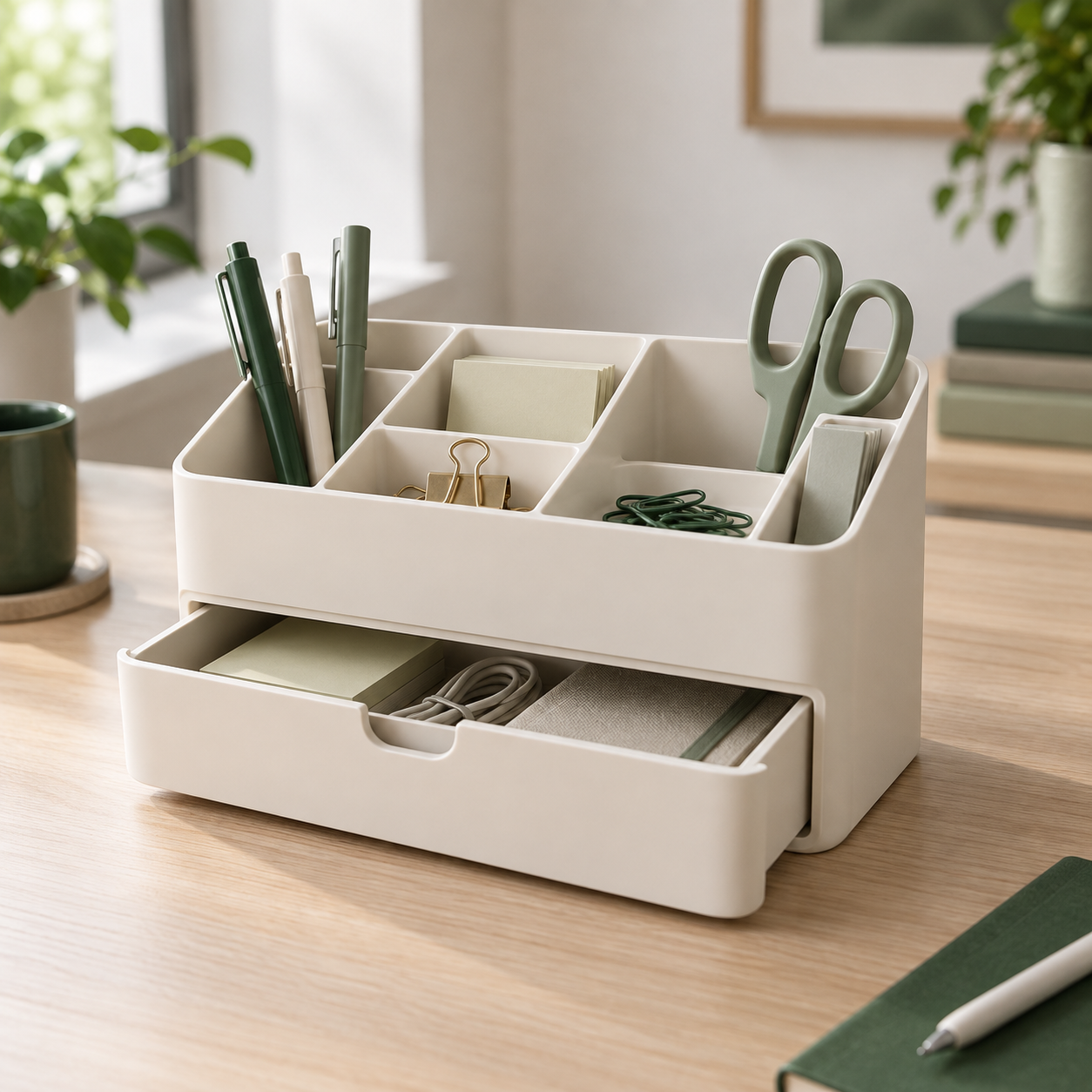 Organizador de Mesa Com Gaveta, Porta Treco Multiuso